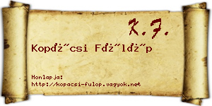 Kopácsi Fülöp névjegykártya